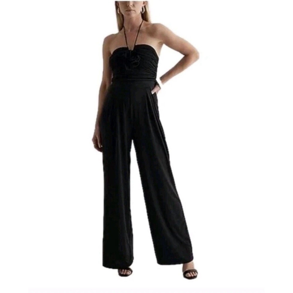 Express Halter Rosette Jumpsuit Wide-leg Sleeveless Formal XL